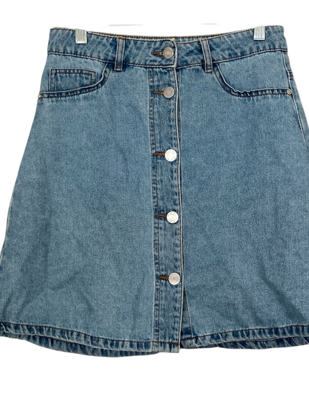 Noisy May Blue Button-Front A-Line Denim Skirt Sz small